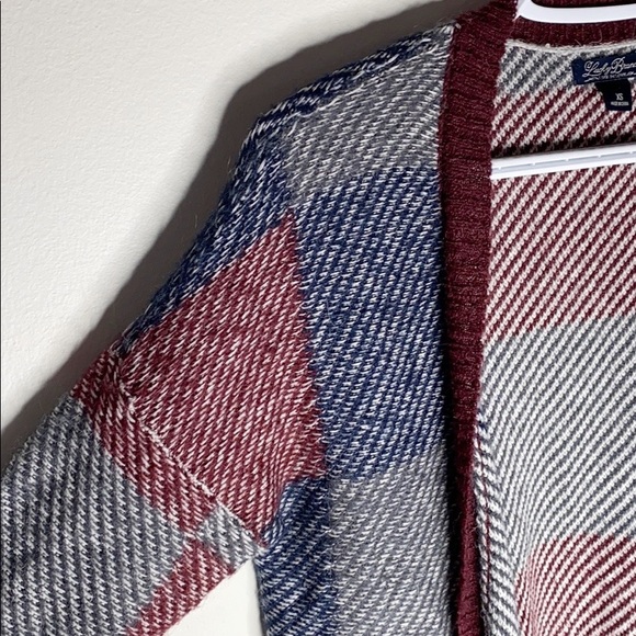 Lucky Brand plaid wool blend open long cardigan size XS - Picture 3 of 9